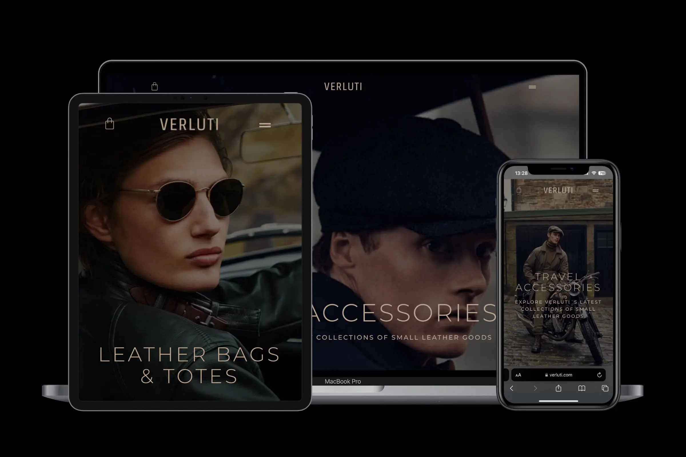 Verluti Homepage on three different devices